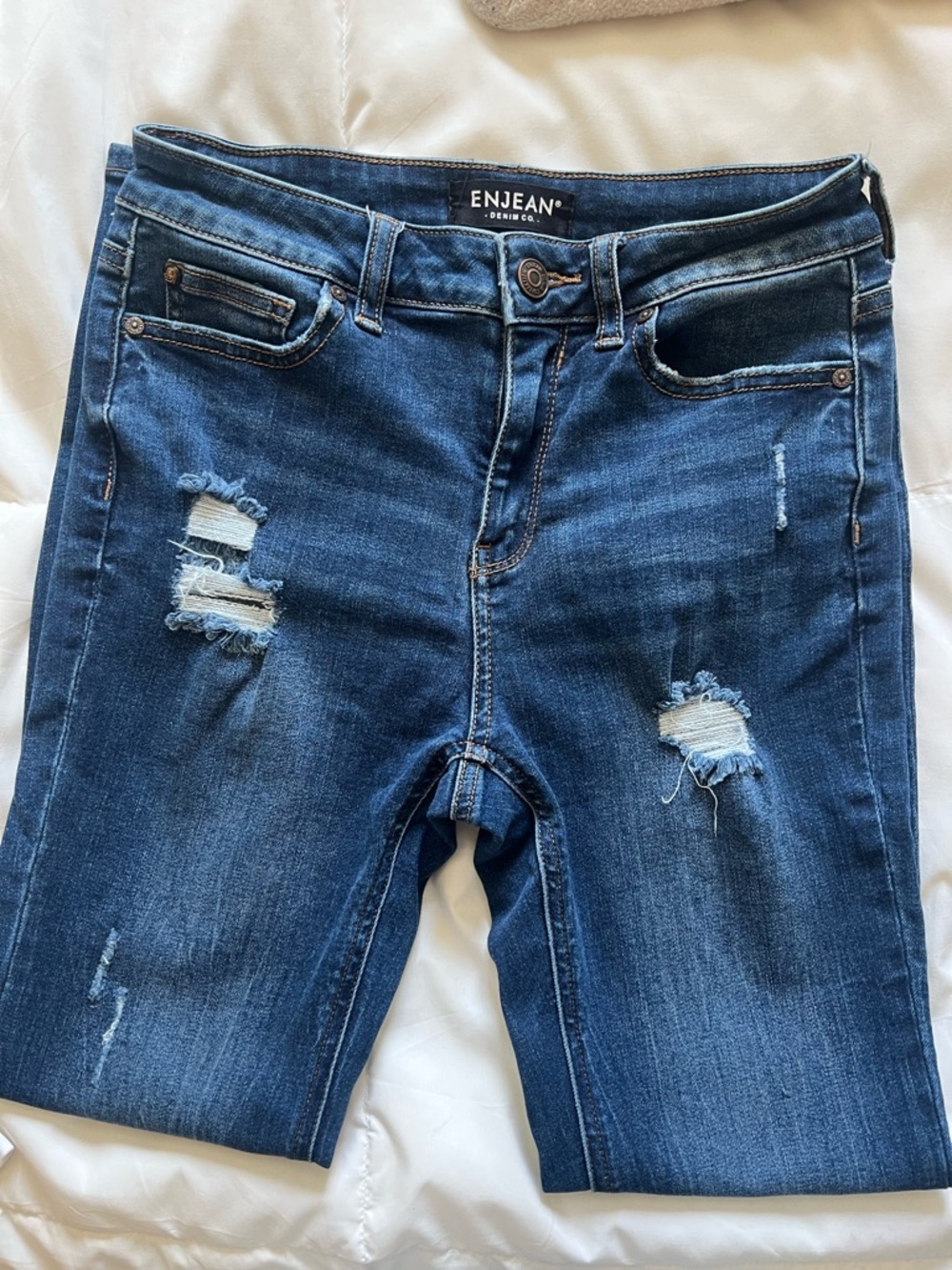 Enjean Blue Distressed Women's Skinny Jeans